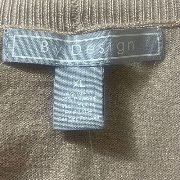 By Design Women's Open Front Ruffle Cardigan Beige with Black Piping. Size XL - Picture 8 of 9